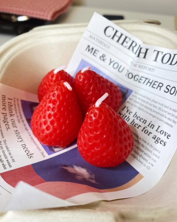 Strawberry Candles Set of 4
